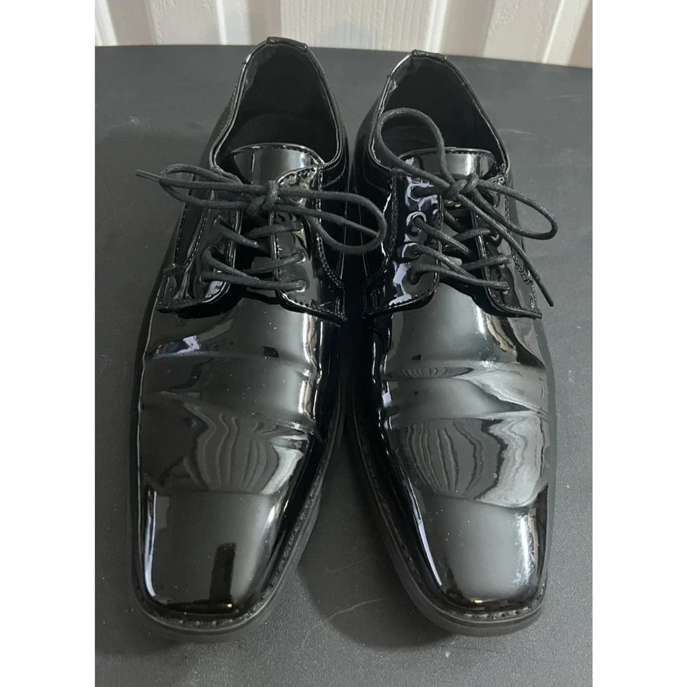 Faranz Patent Men's PU Leather Dress Shoes Square Toe Loafer Size 7.5 F4692